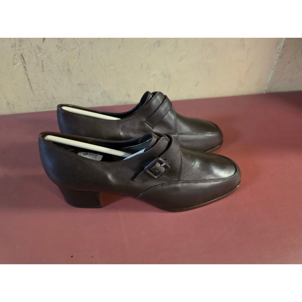 Womens g.wiz Vintage Brown Leather Monk Strap Block Heel Pumps Regi 10 M